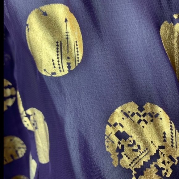 LulaRoe Purple & Gold Polka Dot Fringe Boho Kimono‎ small - Picture 7 of 16